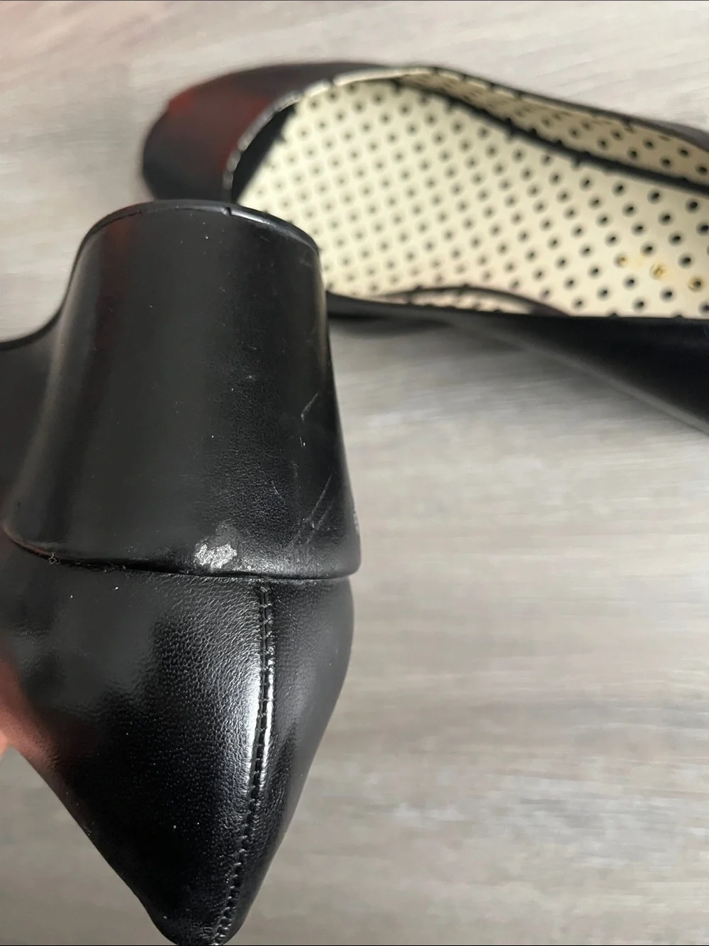 BCBGirls Women’s Black Peep-Toe Size 10B Wedge Heels with Polka-Dot Insole